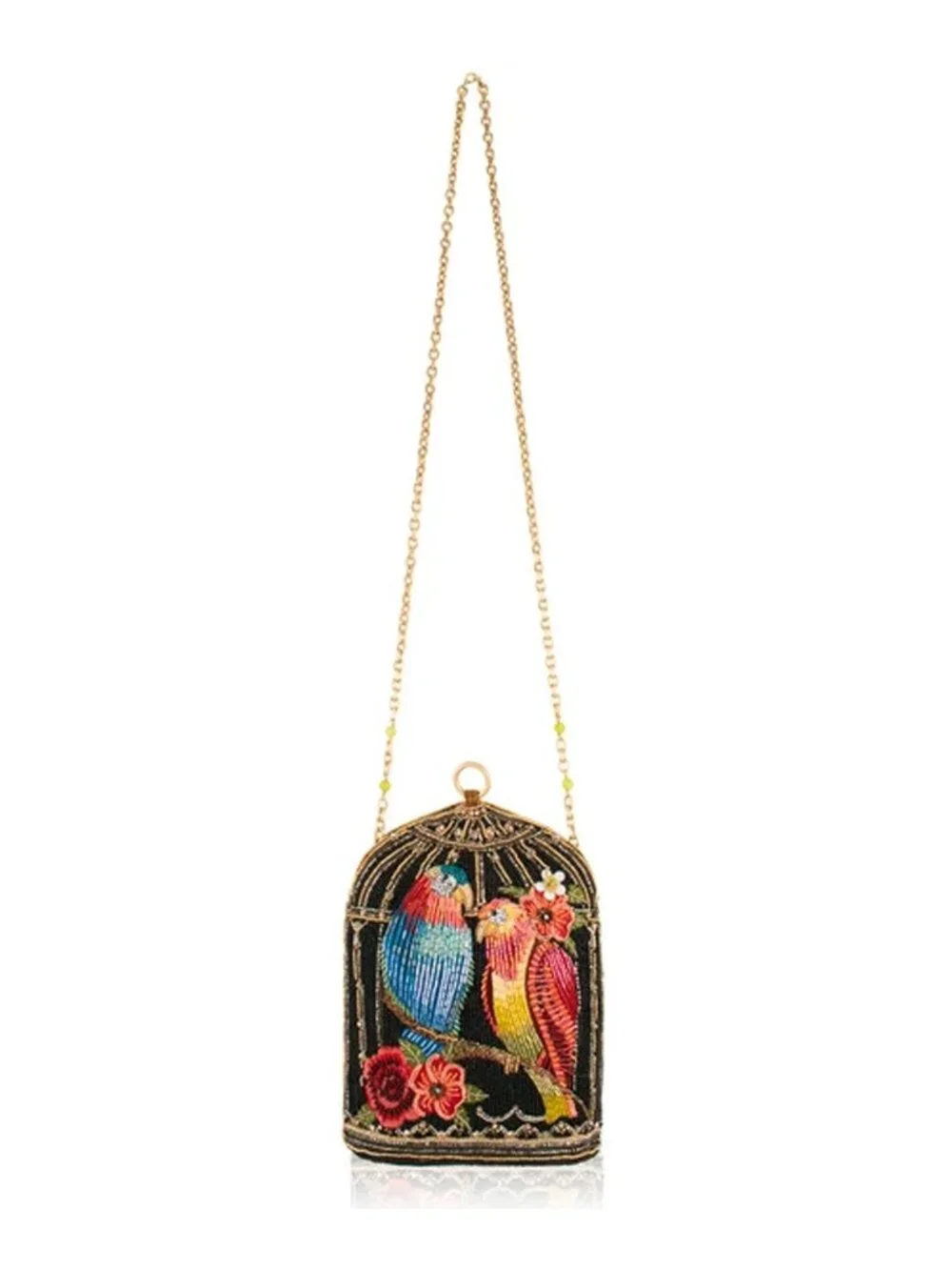 Mary Frances Beak To Beak Crossbody Handbag Love Bird Floral Bag Black Purse NEW
